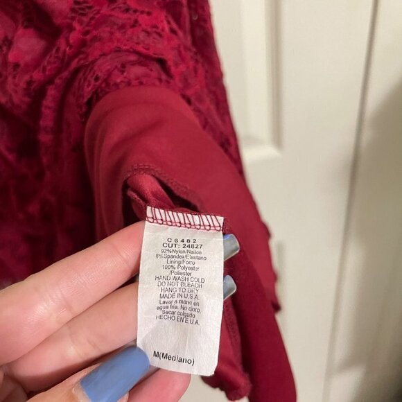 Chocolate USA Womens Red Lace Halter Keyhole Back Fit & Flare Mini Dress Medium - Picture 3 of 7